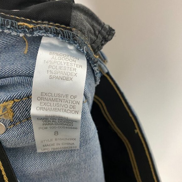 Democracy Ab Technology Feather Embroidered Skinny Jeans Womens 8 Distressed - Picture 6 of 7